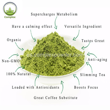 polvo de té verde matcha orgánico certificado halal natural